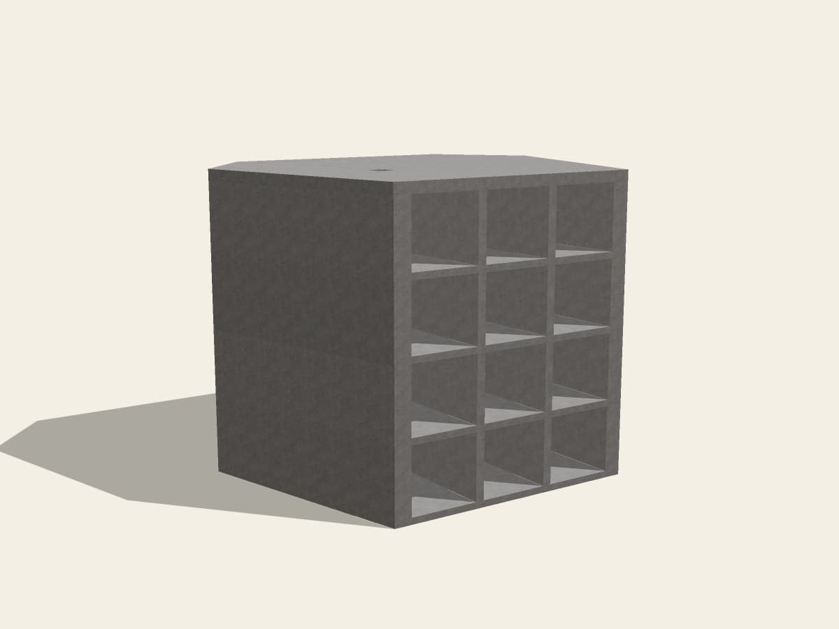 Precast modular unit from the opposite three-quarter angle.